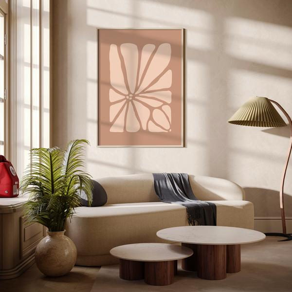 Geo Flower Wall Art Print - Nude & Pink