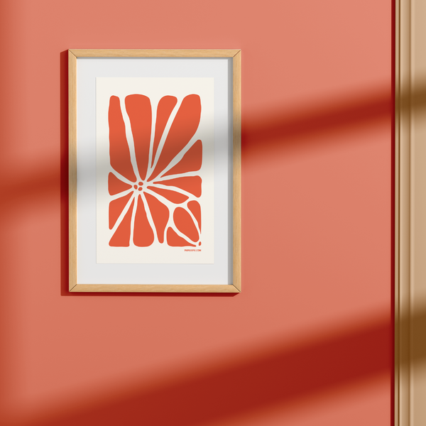 Geo Flower Wall Art Print - Coral